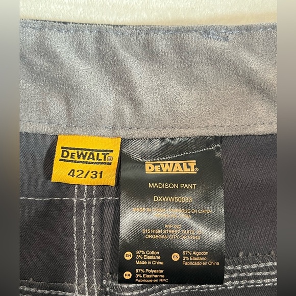 NWT Dewalt Men's 42W 31L Madison Everyday Work Pants Lined Heavy Duty - Picture 5 of 14